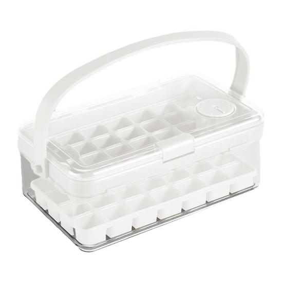 Eiswürfelform mit Schaufel und Druck-Release Große Kapazität Silikon-Eiswürfelform für Gefrierschrank BPA-Frei Lebensmittelqualität Stapelbarer Eiswürfelbereiter für die Küche