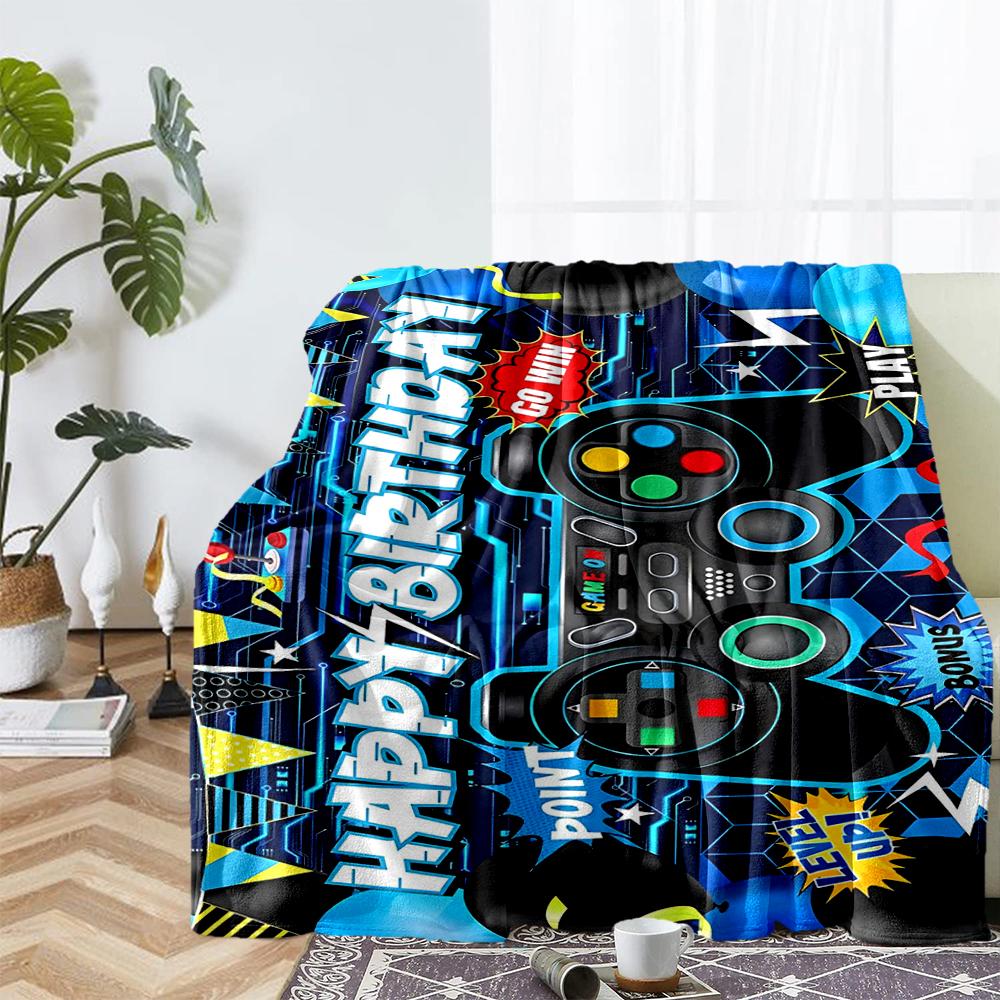 Game Controller Theme Printed Blanket - Perfect for Couch, Bed, Travel & Outdoor Use | Machine Washable, Cozy & Durable.