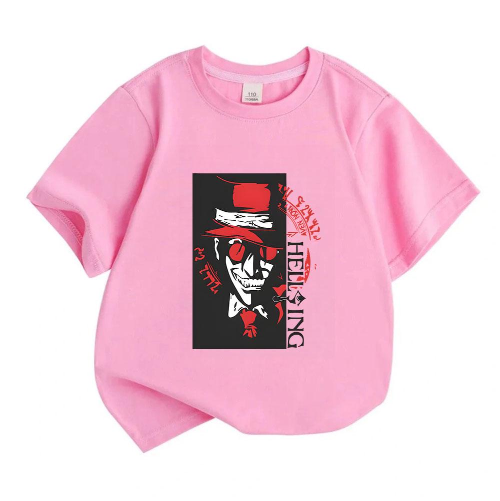 Kids Boys Girls 100% Cotton Crew Neck Short Sleeve T-shirt, Cool Vampire Character Graphic Print Casual Soft Breathable Tee for Daily Street Wear Summ