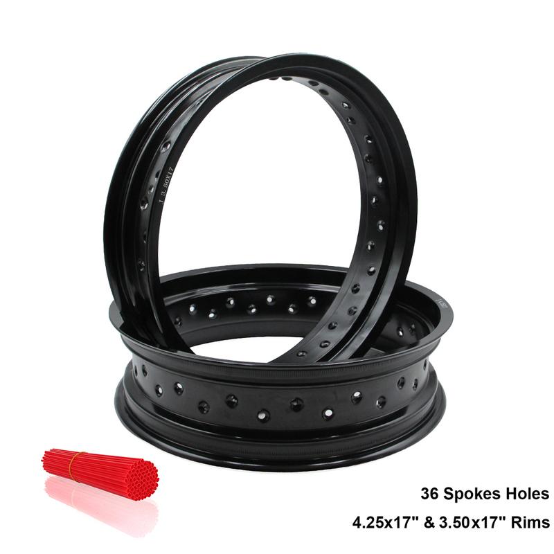 Motorcycle Rear 4.25x17 Front 3.50x17 Aluminum 17 Inch Wheels Rims Pit Dirt Bike 36 Spokes Holes 4.25*17 & 3.50*17 Wheel Hub