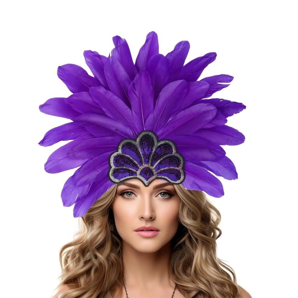 Stage Performance Feather Headpiece Colorful Feather Headdress  Hawaiian Party Accessory