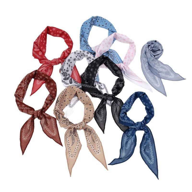 Silk Print Versatile Triangle Scarf: Cashew Large Square for Headscarf or Waistband