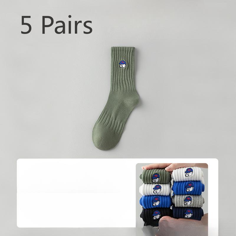 5 Pairs of Boys Summer Pure Cotton Anti Odor 7a Anti Bacterial Sports Tube Socks