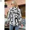 DX2018-8127 # - New Top Casual Print Bubble Shoulder Lantern Long Sleeve Shirt Women