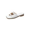 Womens Flat Slide Sandals With Bow Detail Square Toe PU Upper Rubber Sole Casual Shoes