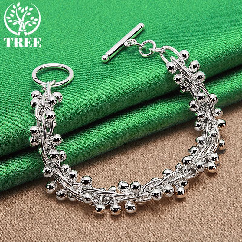 Wholesale 925 Sterling Silver Smooth Multi-Bead Bracelet For Women Fine Fashion Jewelry Birthday Christmas Party Gift Accessorie