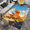 Orange Cartoon Dino with Flames Design Carpet for Kids Room Decor Suitable for use as an anti-slip for living room bedroom sofas