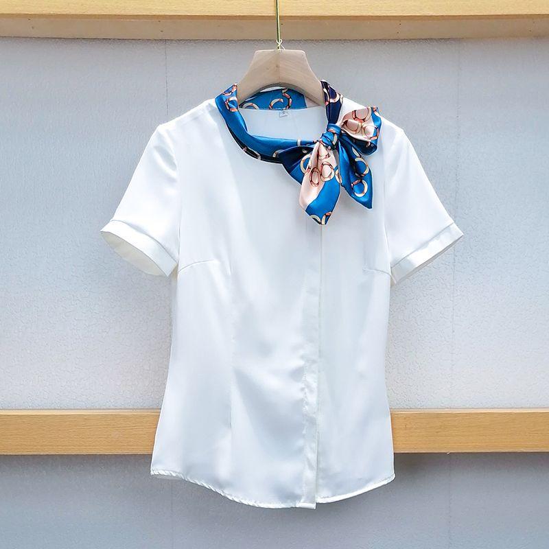 

Модная стильная рубашка с коротким рукавом, рабочая одежда, деловой костюм White S