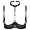Plus Size Bras Women's Floral Lace 1/4 Cups Push Up Underwire Bra Tops Balconette Bralette Everyday Bra