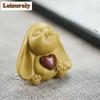 HOYIHM Purple Clay Heart Rabbit Tea Pet Vintage Flowerpot Landscaping Tea Figurine Play Toys Tea Statue Ornaments Tea Ceremony