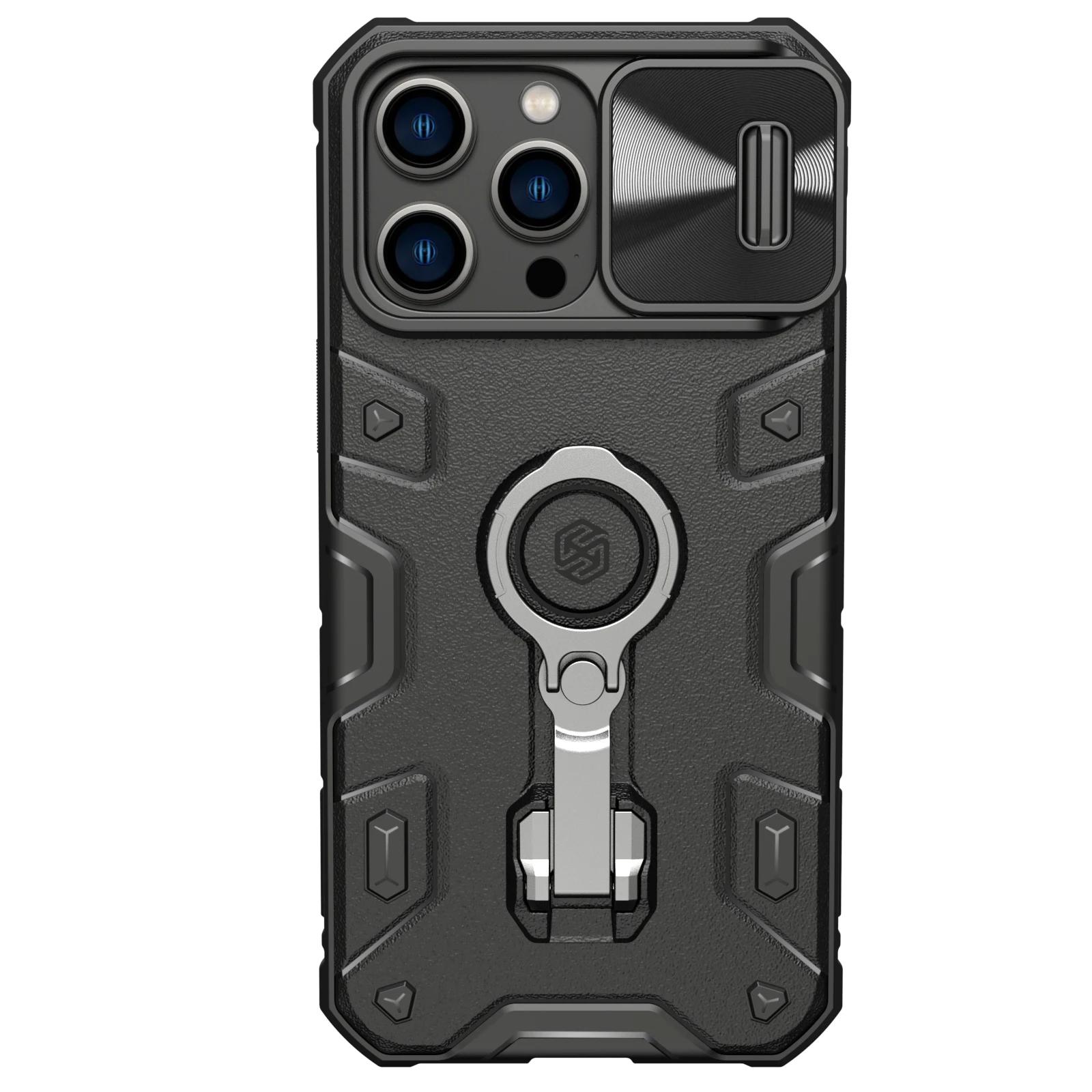 for iPhone 14 Pro Max Case For iPhone 14 Plus NILLKIN CamShield Armor Pro Magnetic Case Slide Camera Case With Ring Kickstand For iPhone 14 ProMax чёрный