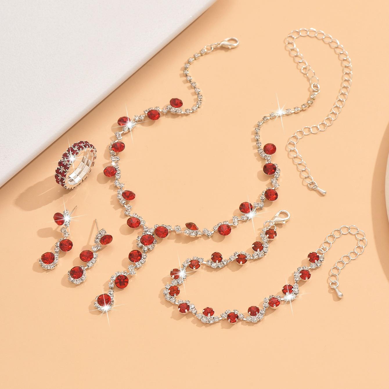 

Новый сверкающий бриллиантовый женский ювелирный набор: Ожерелье, серьги и браслет