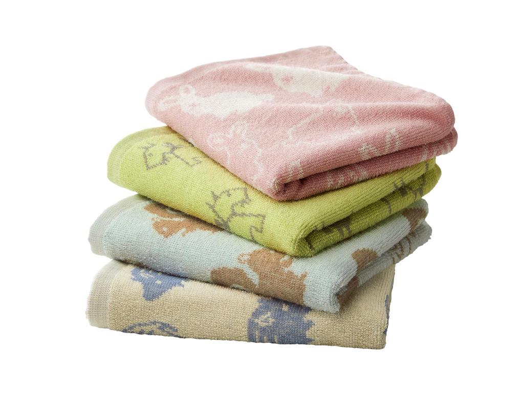 Kosugizen Face Scandinavian Animal 4 Colors 1 Towel of 34 x 80 animal lightweight and Towel, Jacquard, Design, (4 Designs), Each, cm.