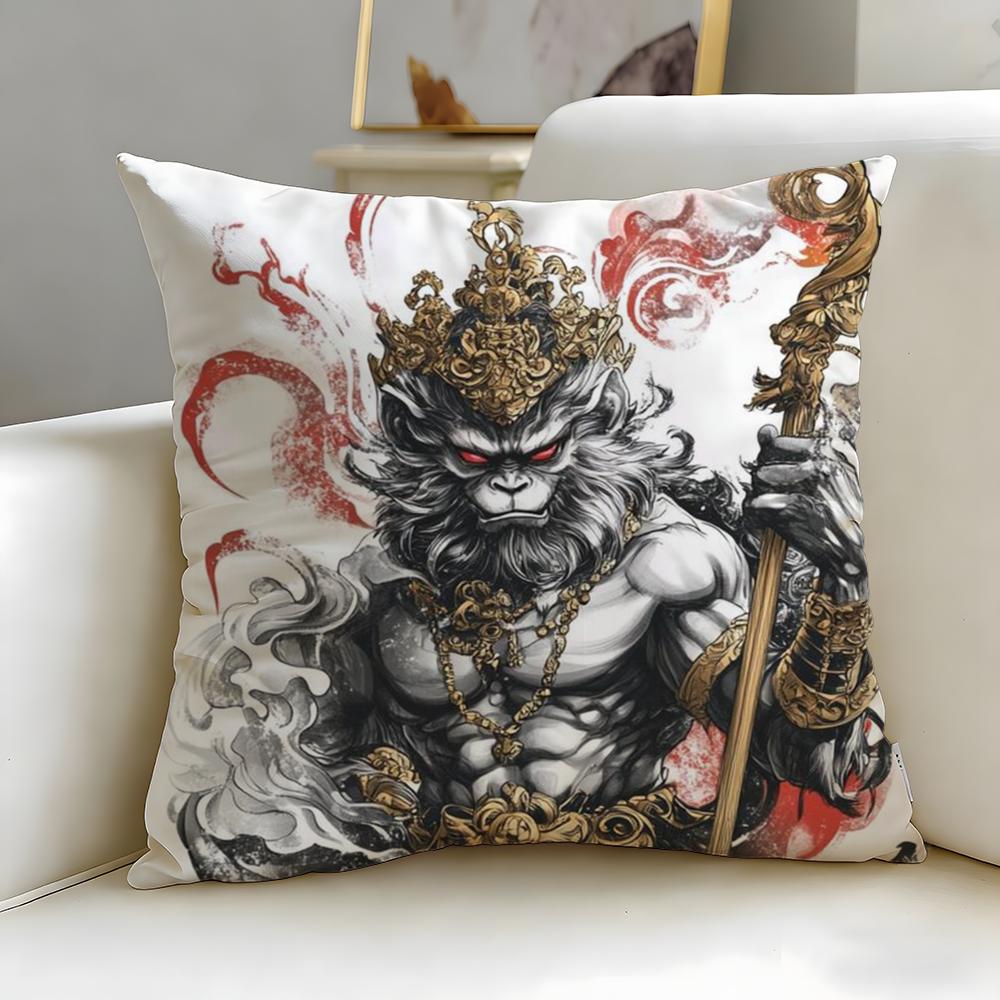 popular game Black Myth Wukong Cushion Cover Soft  EasyWash Pillow Case  Versatile for Couch Bed Travel and Office