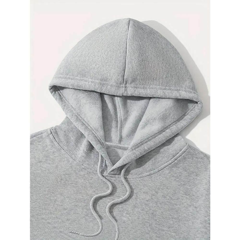 Men'S Two Piece Casual Hoodie Set with Drawstring, Suitable for Autumn And Winter, Featuring a Loose Fitting Top And Matching Sweatpants
