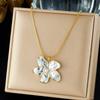 Gold Plated Stainless Steel Two-tone Daisy Pendant Snake Chain Necklace for Women