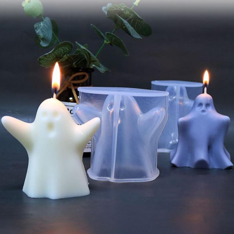 

Призрак Хэллоуин Свеча Силиконовые формы Diy Ужас Череп Форма для мыла ручной работы