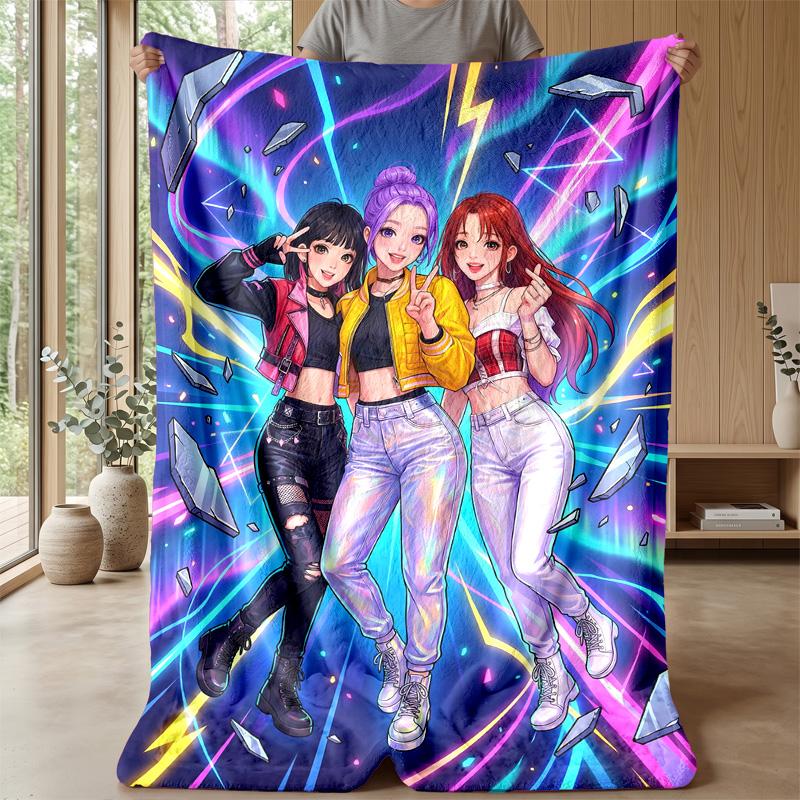 Neon Lights Party Theme Blanket Lightweight Warm Flannel Blanket Decorative Throw Blanket for Home Decoration