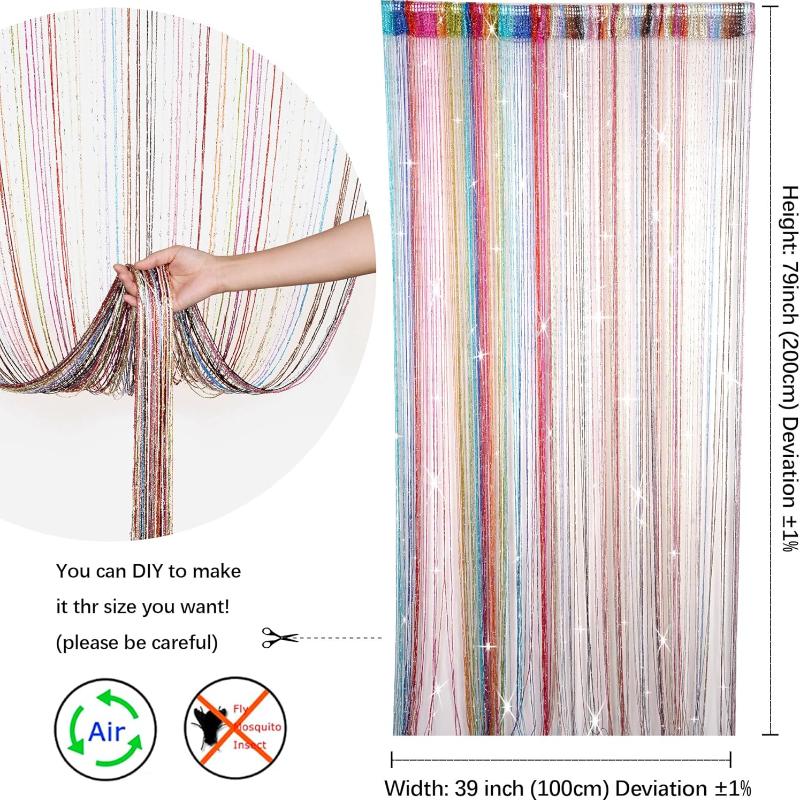 Ave Split Decorative Door String Curtain Wall Panel Fringe Window Panel Drapes Room Divider Blind Divider Tassel Screen Home 100cm*200cm