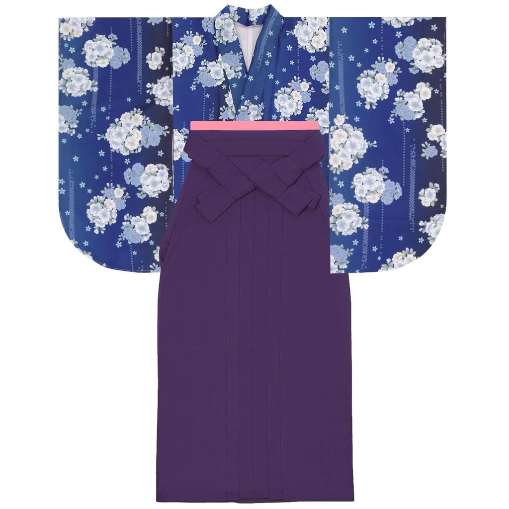 Hakama Nádherná promoce Základní škola Slavnostní promoce Základní škola 4 kusy Hakama Junior Cherry Blossoms of the Blue Hakama String