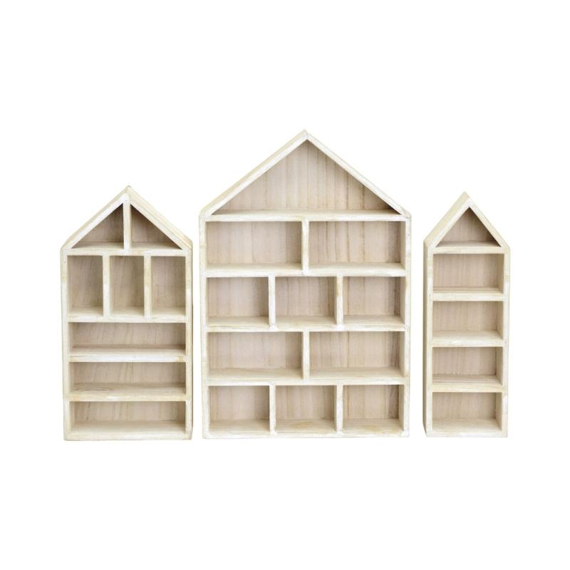 3Pcs Wooden Boxes Shelves Wall Storage Rack for Miniatures Medals Crafts