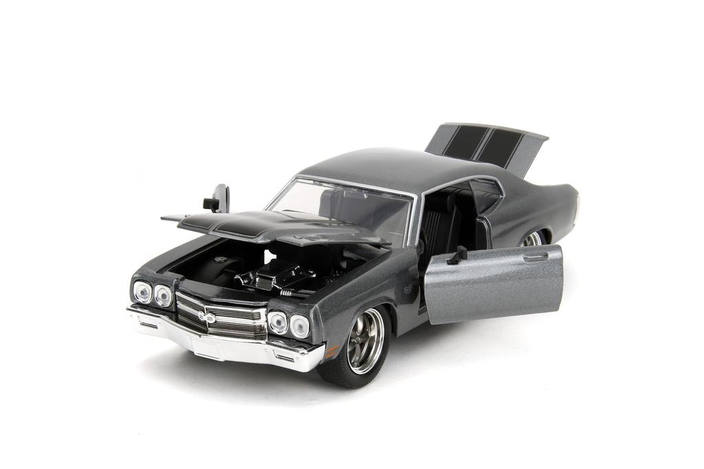 Fast Furious 1970 Chevy Chevelle SS Diecast Car Toy for Kids and Adults & 124 (Gray)