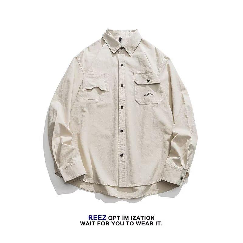 2024 Bokstav Långärmad Skjorta Japansk Hong Kong-stil Ins Lös Skjorta Pojkar Sommar Trendig Mångsidig Casual Kappa