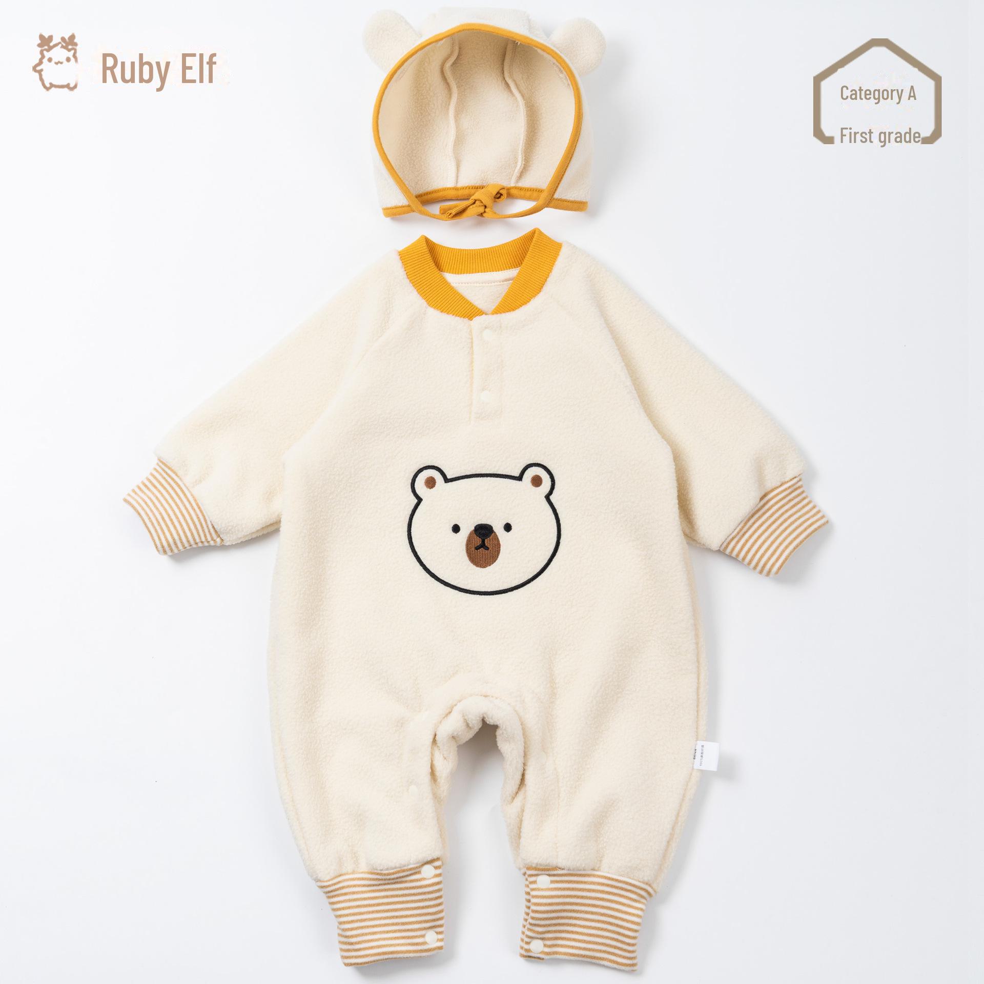 

Тщательно подобранный детский комбинезон из флиса - весна/осень 2024 г. 100 cm грязно-белый