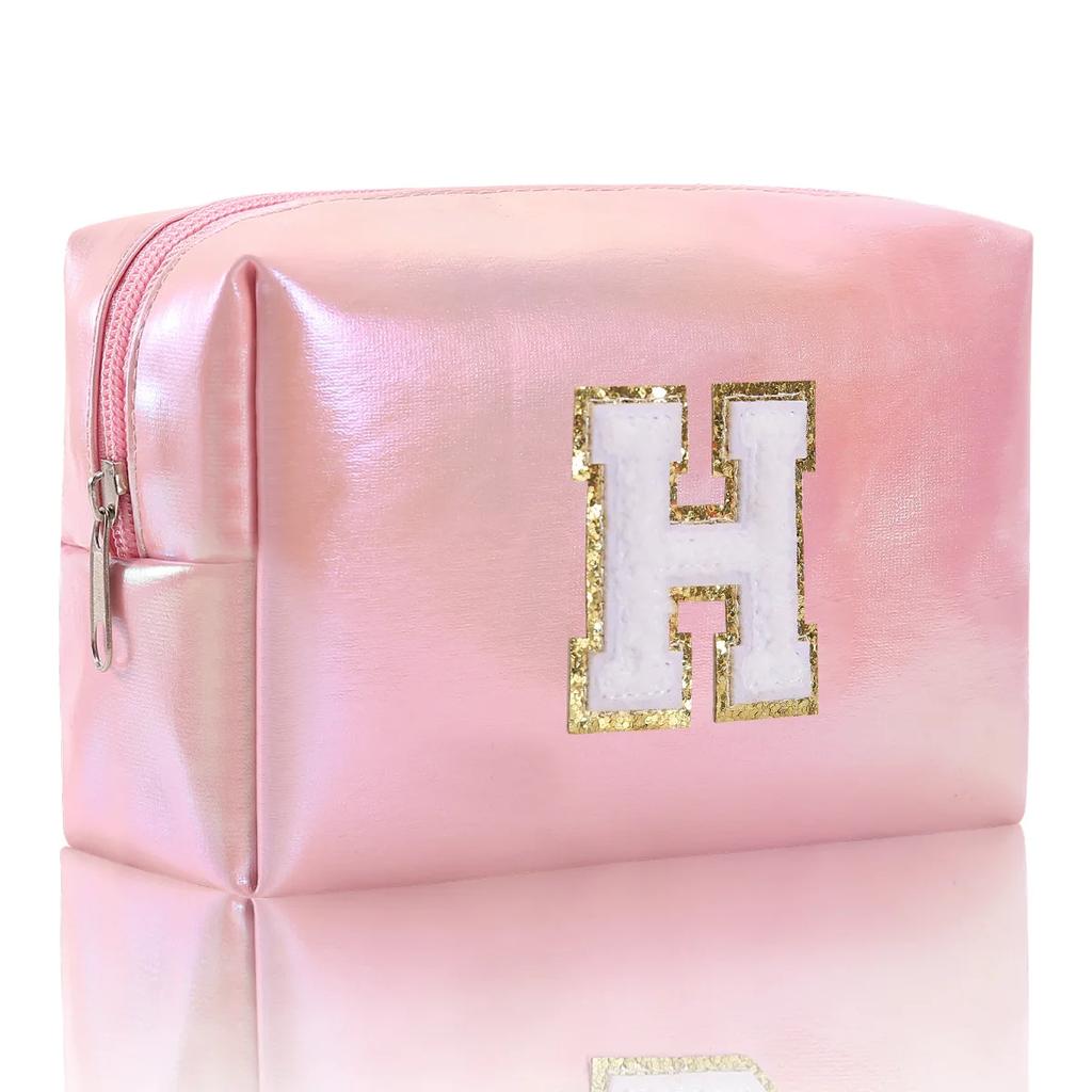 Octagonal Embroidered Letter Makeup Bag Large Capacity Travel Toiletries Storage Bag Handbag Cosmetic Bag Makeup Pouch Organizer
