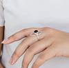 Round Black Onyx Eye Ring, 925 Sterling Silver, Bohemian Handmade Gemstone Ring for Women