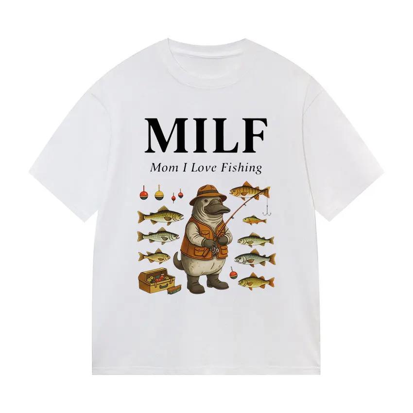Funny Mom I Love Fishing Meme Vintage T-Shirt Men Women Fashion Oversized Casual High Quality Cotton T Shirt Streetwear