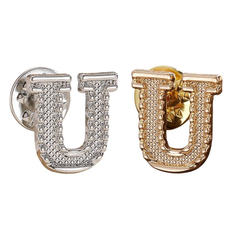 2Pcs New Metal Initial A To Z Pin 26 English Letter Pins Brooches Suit Shirt Badge Lapel Pin Fashion Jewelry For Men Women