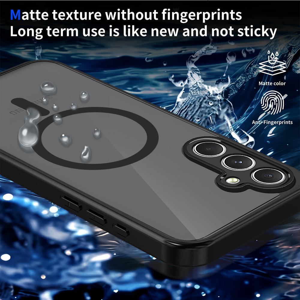 KEYSION Magnetic Phone Case for Samsung A54 5G A34 A24 Silicone+PC Matte Translucent Clear Shockproof Cover for Galaxy A14 4G 5G