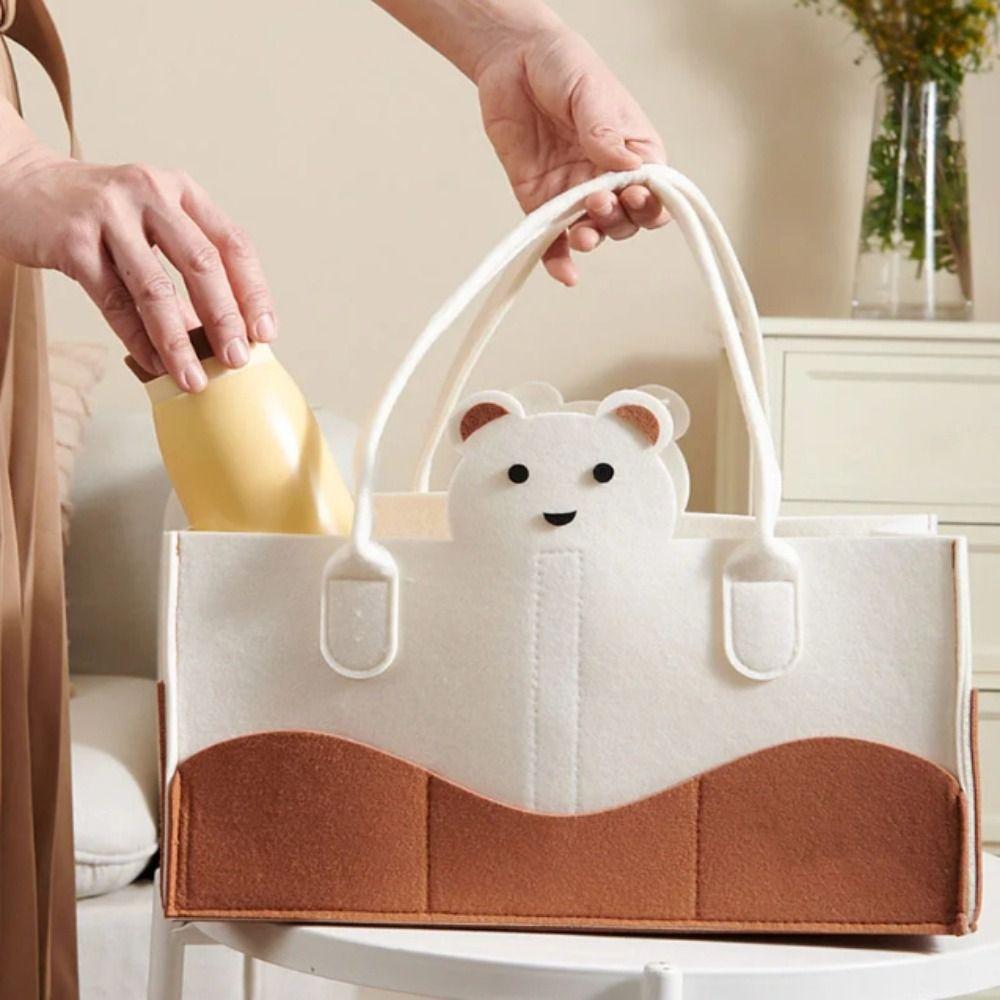 Felt Material Nursery Storage Bin Cartoon Print Baby Diaper Holder  Nursery Essentials