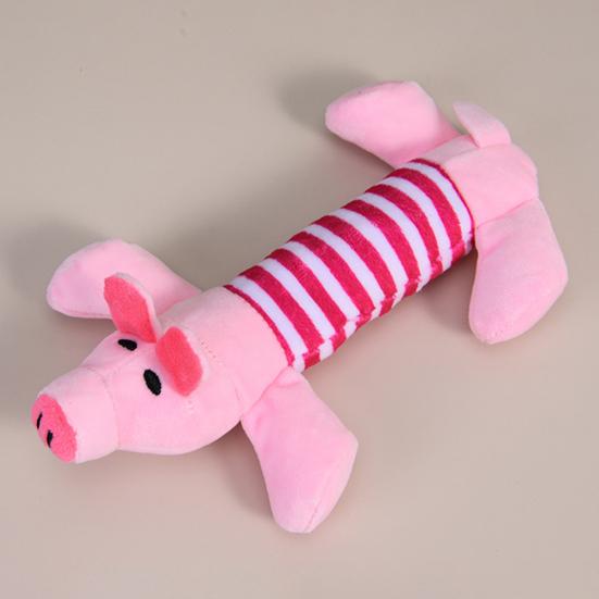 Plush Animal Dog Interactive Toy Striped Pig Elephant Duck Tug of War Pet Boredom Toy Squeaky Dog Teething Cleaning Chew Toy