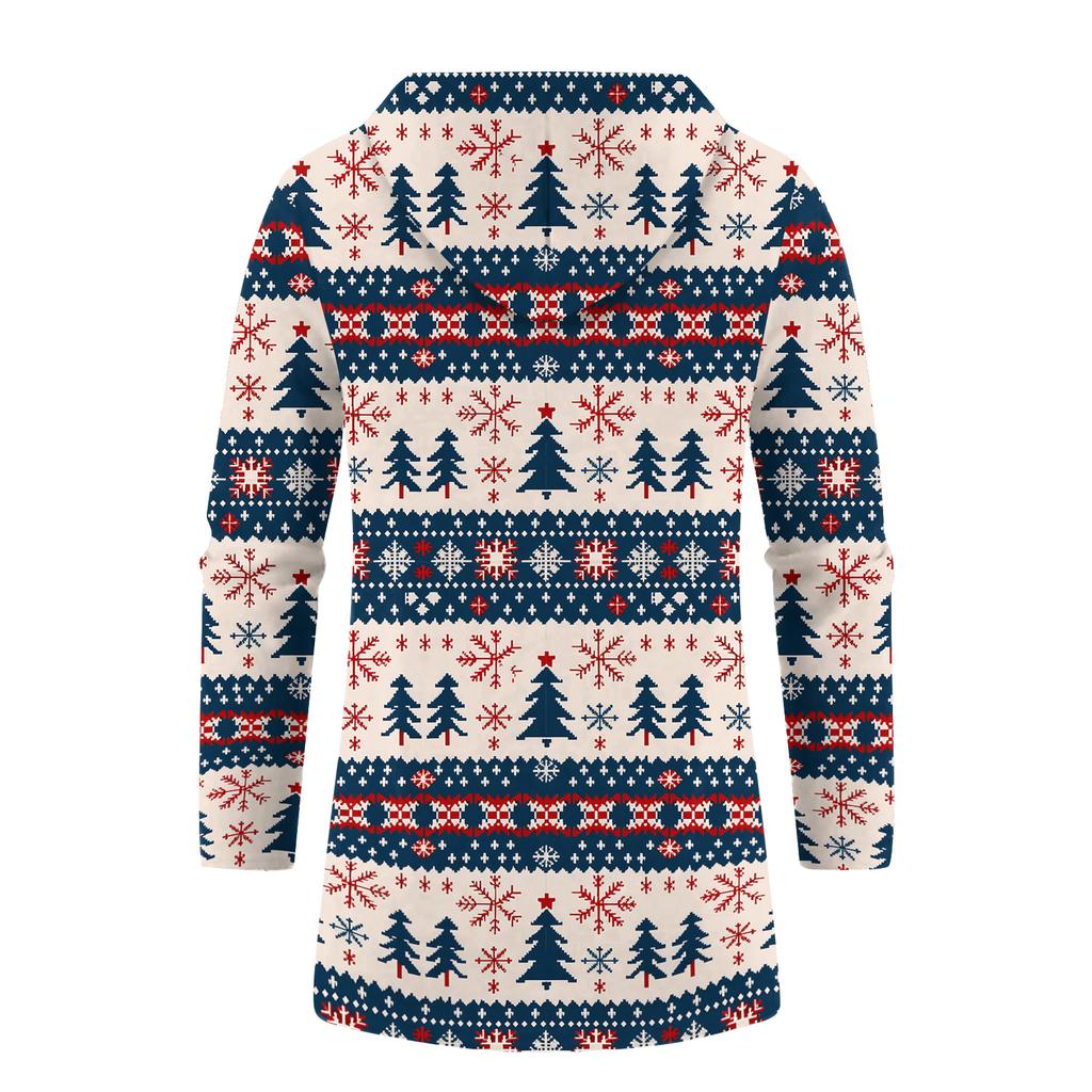 Christmas Print - Men's Casual Long-Sleeved Zippered Hooded Sweatshirt Jacket