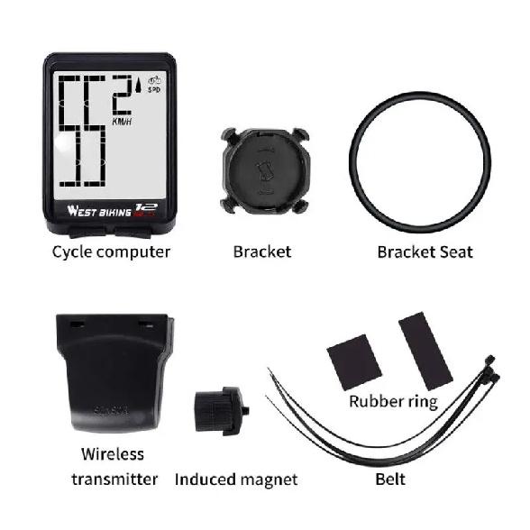 WEST BIKING Wireless Road Bike Computer Large Screen Bicycle Speedometer White Backlight Waterproof Odometer Cycling Stopwatch