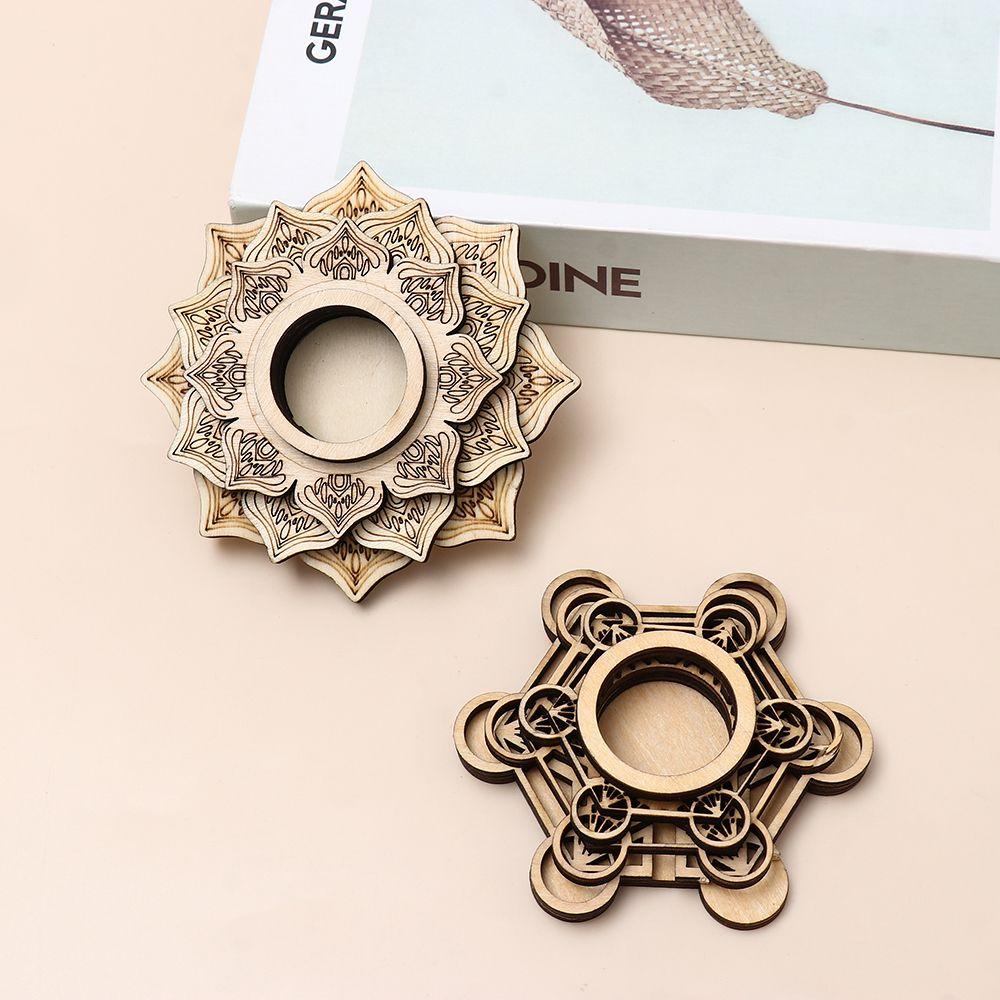 Wood Crafts Lotus Pattern for Stone Wood Base Wooden Ornaments Crystal Ball Base Meditation Decor