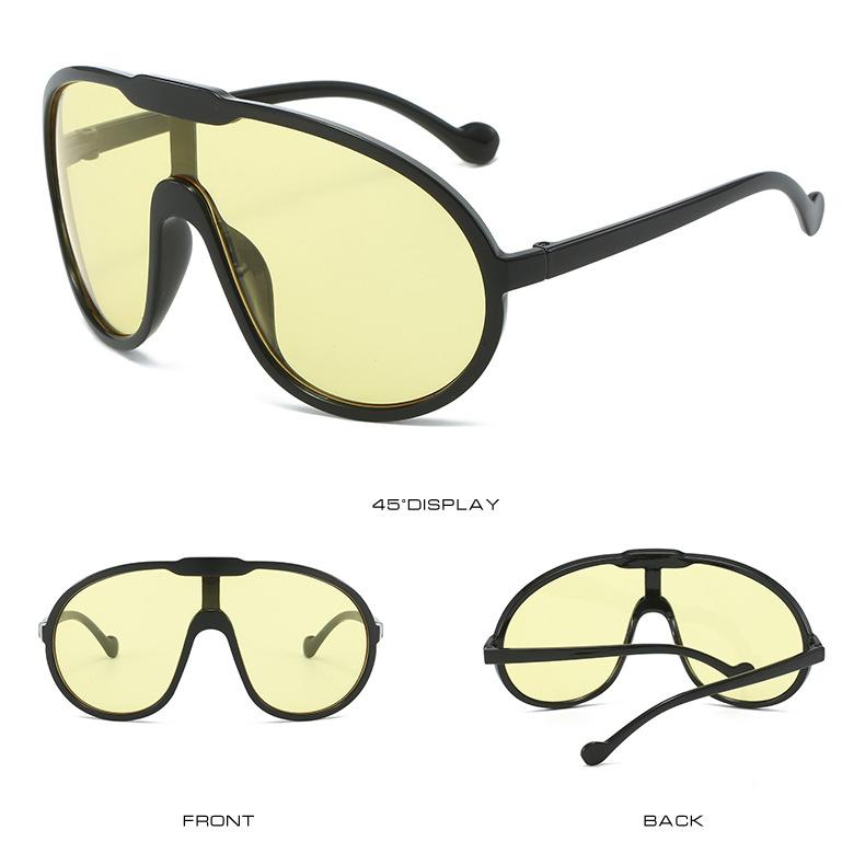 Fashion Vintage One Piece Sunglasses For Women Men Yellow Oversized Sun Glasses Female Shades UV400 Eyeglasses