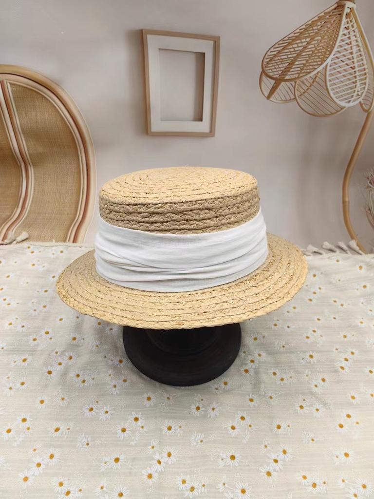 Dale Lafite Straw Hat Spring French Flat Top Hat Woven British Holiday Sun Hat Sunscreen Top Hat