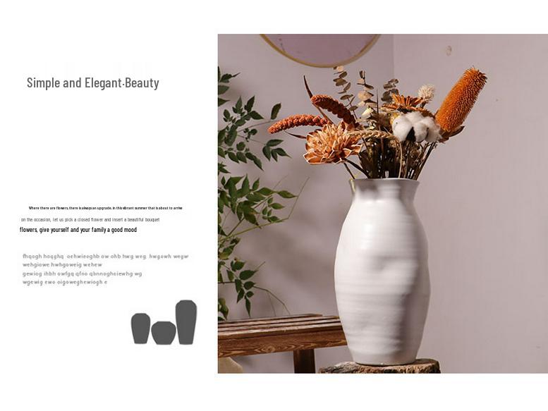 Pure White Decorative Vase for Living Room or Entryway - Perfect for Tabletop Flower Arrangements