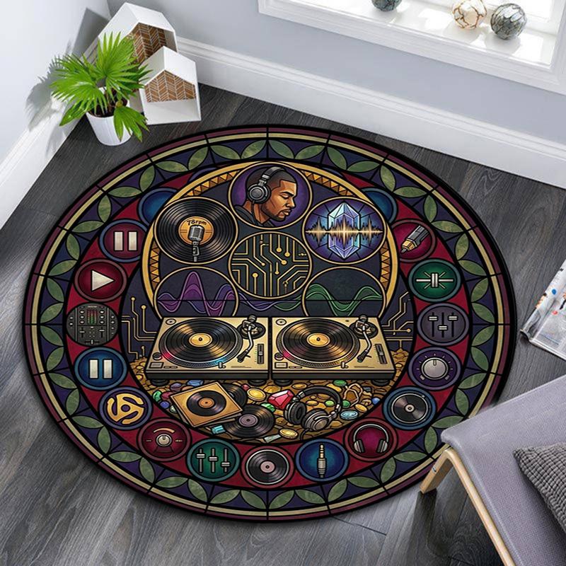 Musical Instruments Harmony Round Area Rug Under Office Chairs Bedroom Living Room Home Decor