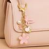 Elegant Zinc Alloy Keychain Heart Shape Pearl Accent Bag Charm Butterfly Shape Enamel Flower Pendant Charm Bag Decoration