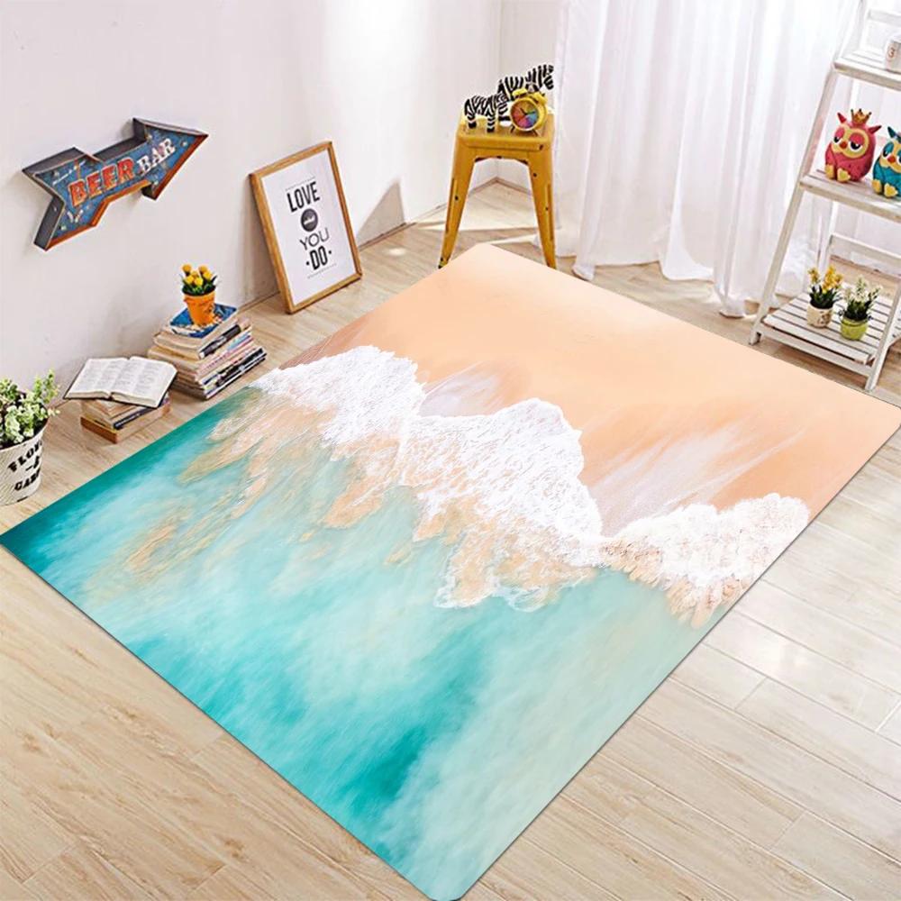 Beach Waves Area Rugs for Living Room Living Room for Bedroom Plaid Style Carpet Rugs for Dining Room Home Decor