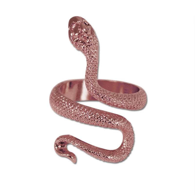 Retro Snake Ring Black Color Adjustable Stainless Steel Rings for Women Men Vintage Punk Hip Hop Bands Jewelry Accessories Gift