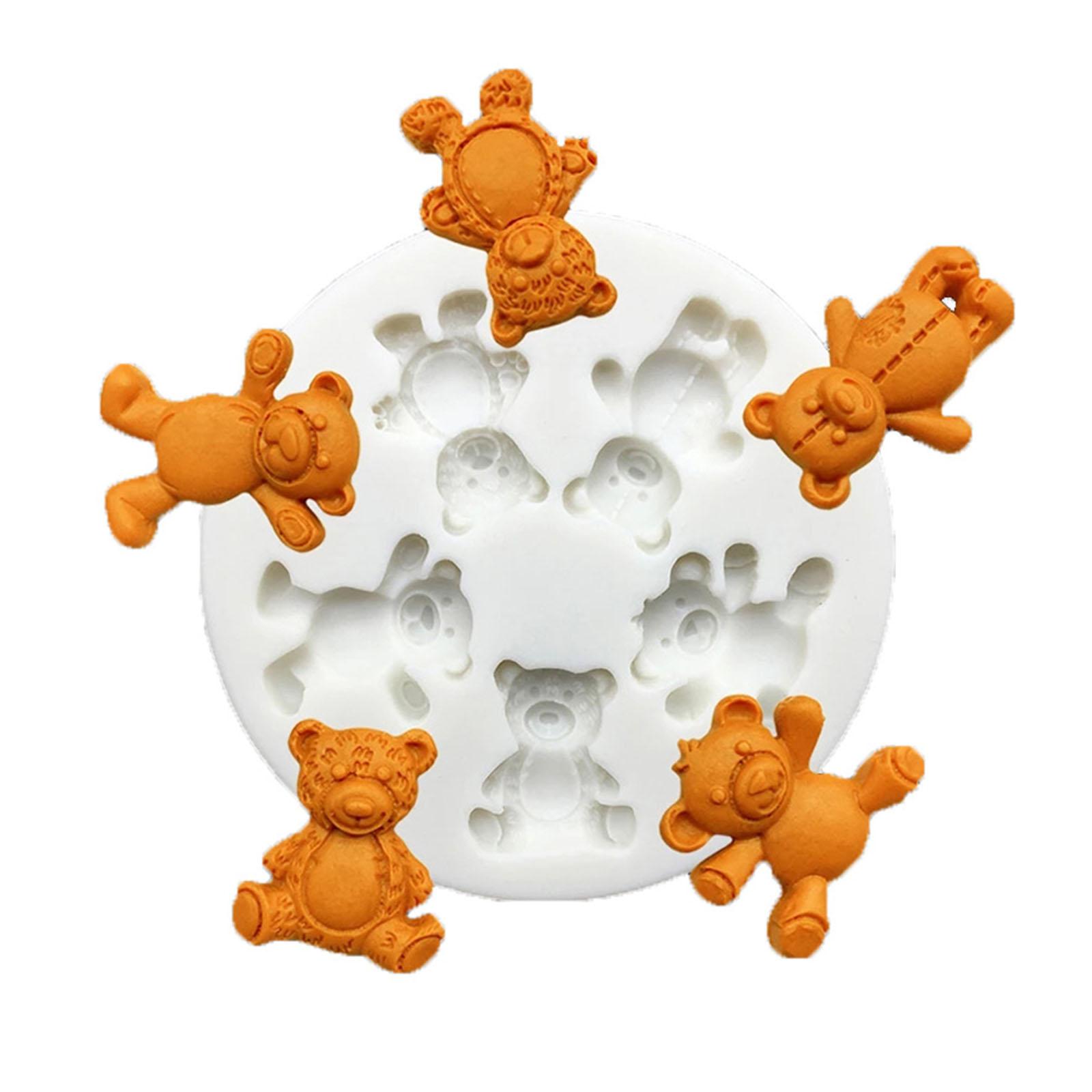 

5-соединительная форма для сахарного торта с медведем, форма для помадки, пищевая силиконовая форма, инструменты для выпечки, форма для сахара, форма для шоколадной помадки серый