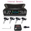 Solar Power TPMS Car Tire Pressure Monitoring System Alarm Tyre Air Pressure Meter Gauge Temperature Warning With 4 Sensors