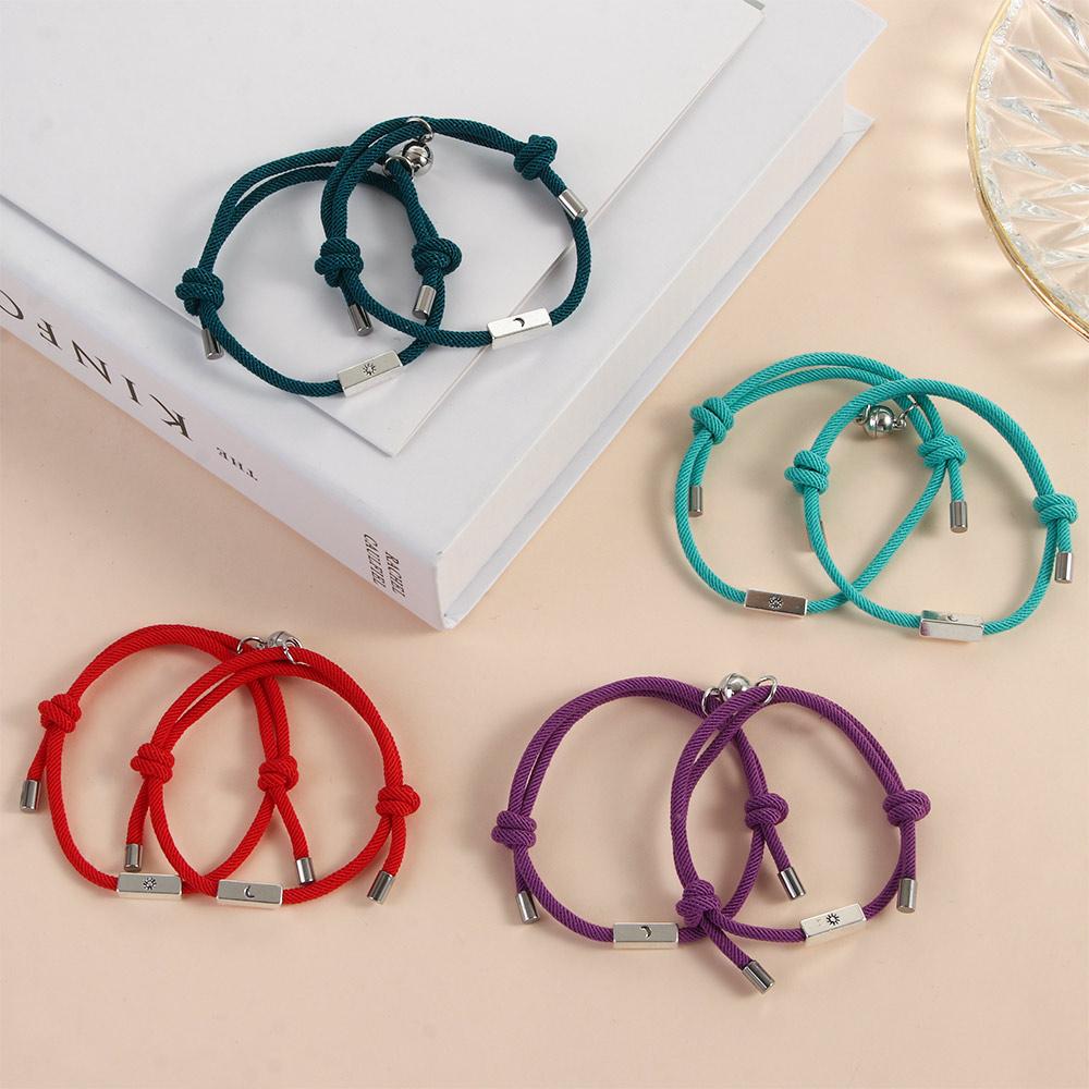Simple Sun&Moon Men Friendship Gifts Braided Rope Fashion Jewelry Magnet Bracelet Couple Bracelets