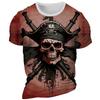 Men's Skeleton Pirate Graphic T-shirt Short Sleeve T Shirt Outdoor 3D Crew Neck Tees Fashion Cool Daily Y2k Tops Summer Clothing