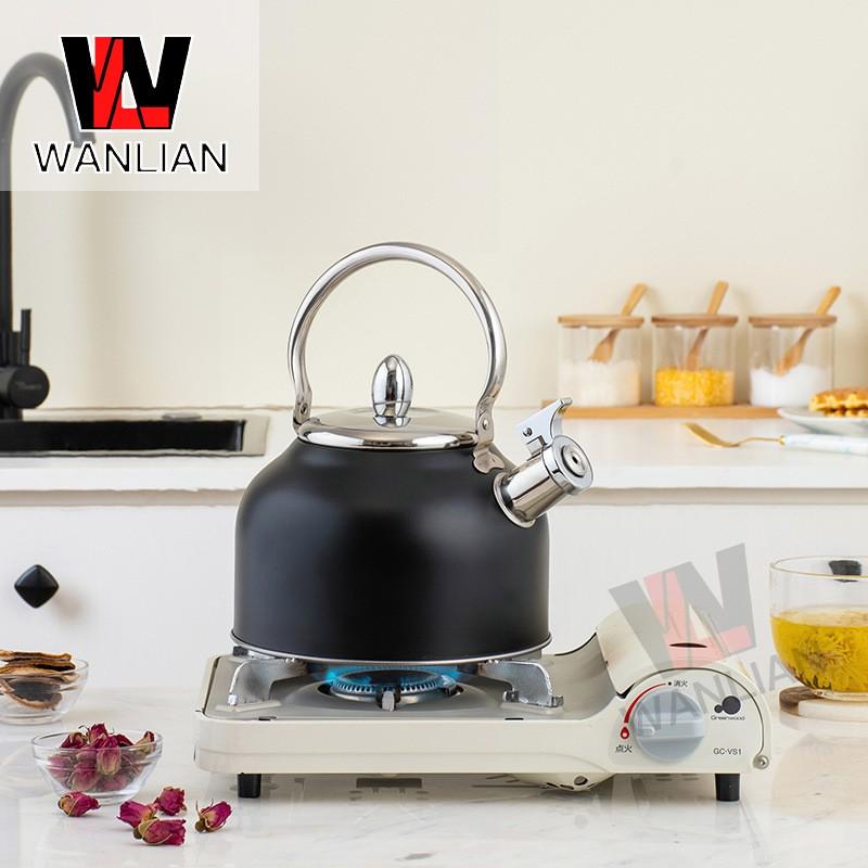 2.5L Stainless Steel Whistling Kettle Boiling Water Coffee Milk Black Luxury Style Non-Electric